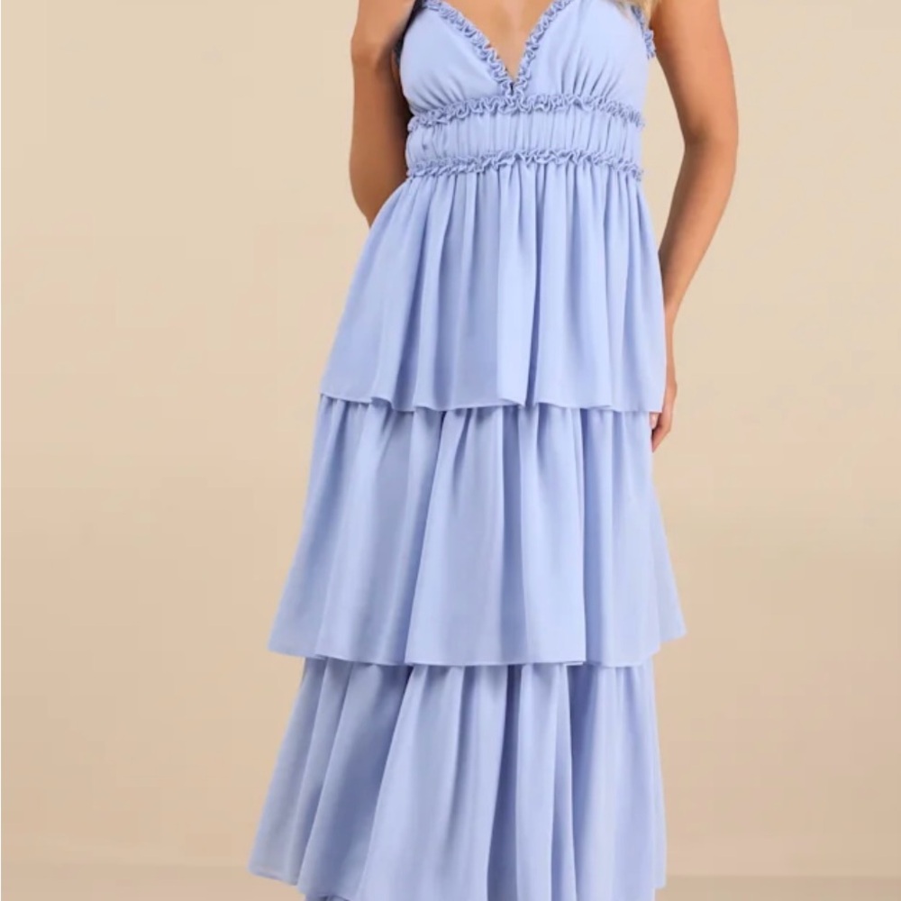 Lulu's Light Blue Tiered Maxi Dress